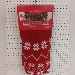 42”-54” Knit Christmas Tree Skirt Red/ White Target Wondershop Snowflakes
